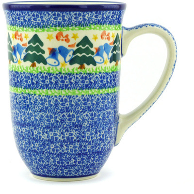 Polish Pottery Mug 19 oz Christmas Bells Ring
