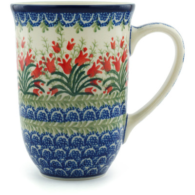 Polish Pottery Mug 19 oz Crimson Bells