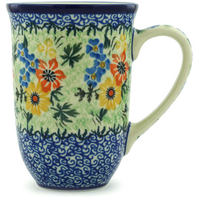 Polish Pottery Mug 19 oz Flower Melody UNIKAT