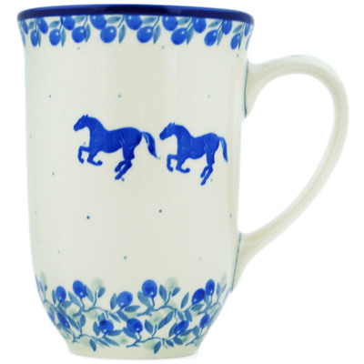 Polish Pottery Mug 19 oz Horse Gallop