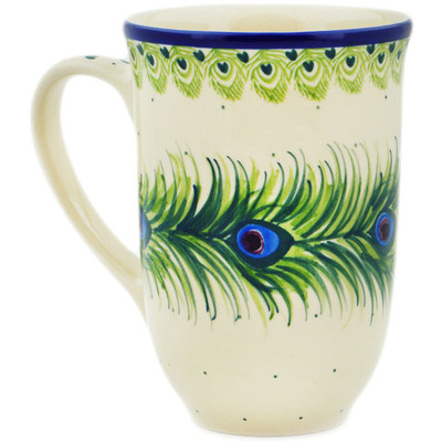 Polish Pottery Mug 19 oz Majestic Peacock