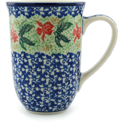 Polish Pottery Mug 19 oz Red Hibiscus