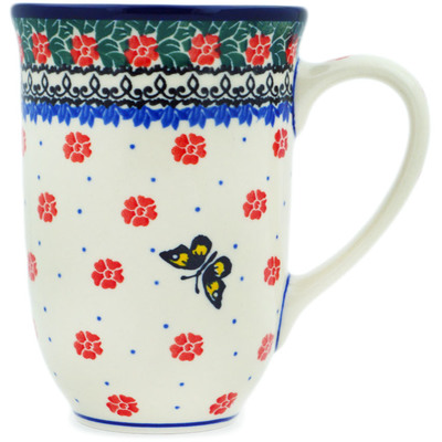 Polish Pottery Mug 19 oz Spring Butterfly