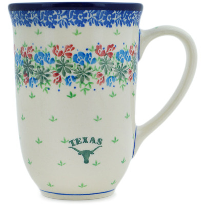 Polish Pottery Mug 19 oz Texas Longhorn Wildflower