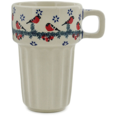 Polish Pottery Mug 19 oz Winter Bullfinch