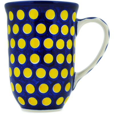 Polish Pottery Mug 19 oz Yellow Dots