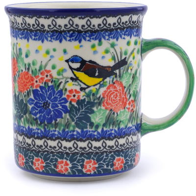 Polish Pottery Mug 20 oz Garden Bird UNIKAT