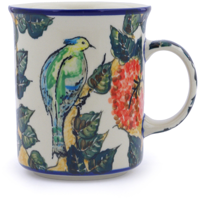 Polish Pottery Mug 20 oz Green Songbird UNIKAT