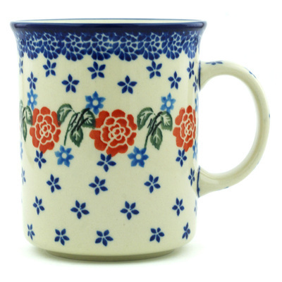 Polish Pottery Mug 20 oz Rose Burst