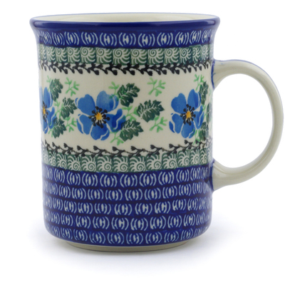 Polish Pottery Mug 20 oz Scarlet Pimpernel Flower