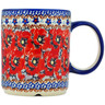 Polish Pottery Mug 20 oz Wild Red Flowers UNIKAT