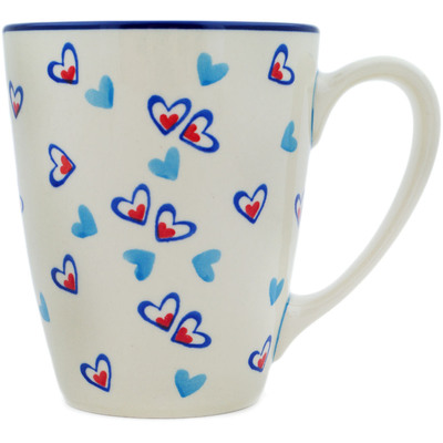 Polish Pottery Mug 22 oz Dancing Hearts