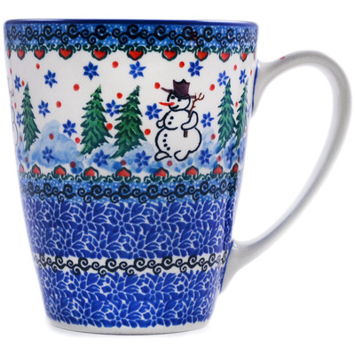 Polish Pottery Mug 22 oz Dancing Snowman UNIKAT