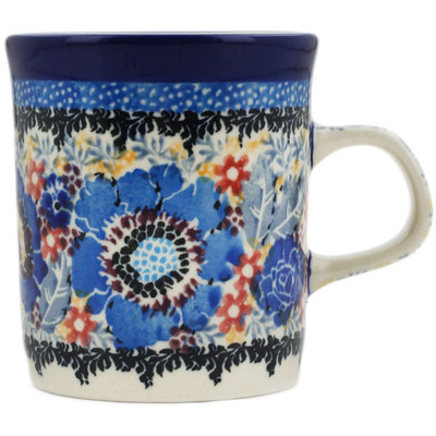 Polish Pottery Mug 5 oz Beautiful Blues UNIKAT