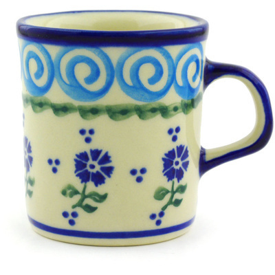 Polish Pottery Mug 5 oz Blue Bursts