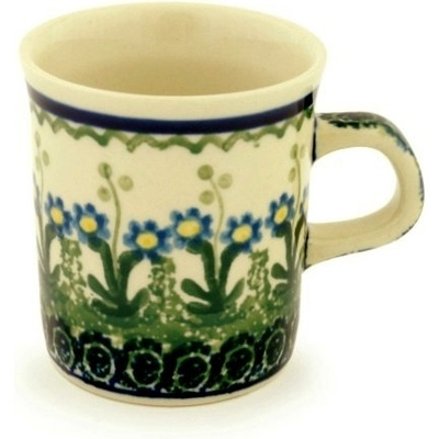 Polish Pottery Mug 5 oz Blue Daisy Circle