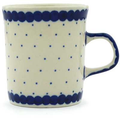 Polish Pottery Mug 5 oz Blue Polka Dot