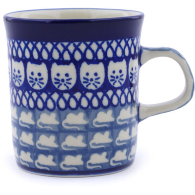 Polish Pottery Mug 5 oz Cat And Mouse Brigade UNIKAT