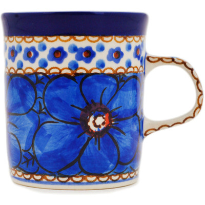 Polish Pottery Mug 5 oz Cobalt Poppies UNIKAT