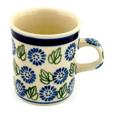 Polish Pottery Mug 5 oz Daisy Leaves