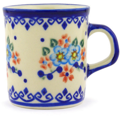 Polish Pottery Mug 5 oz Hearts And Flowers