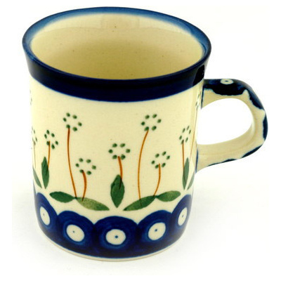 Polish Pottery Mug 5 oz Pushing Daisy Peacock