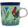 Polish Pottery Mug 5 oz Rooster Parade UNIKAT