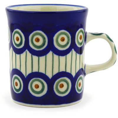 Polish Pottery Mug 5 oz Traditional Peacock