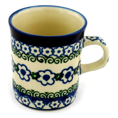 Polish Pottery Mug 5 oz White Daisy Dots