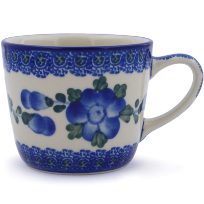 Polish Pottery Mug 7 oz Blue Poppies