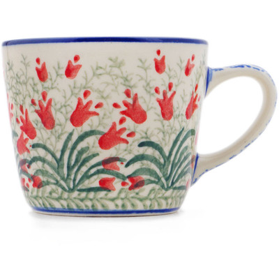 Polish Pottery Mug 7 oz Crimson Bells