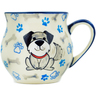 Polish Pottery Mug 7 oz Fluff Bottom Puppy Paws