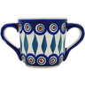 Polish Pottery Mug 7 oz Peacock Leaves