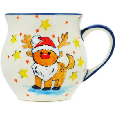 Polish Pottery Mug 7 oz Raindeer Shine