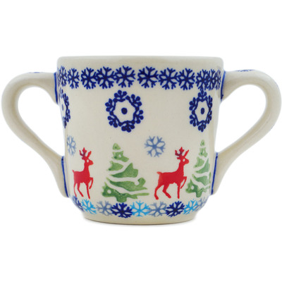 Polish Pottery Mug 7 oz Ring Around The Reindeer