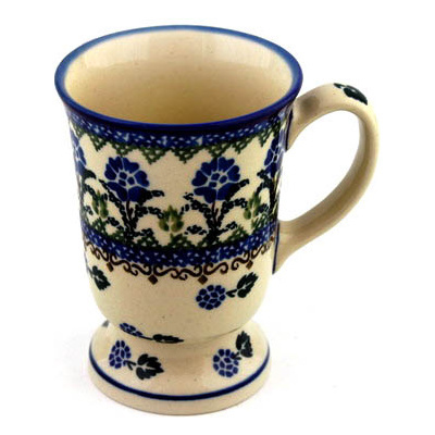 Polish Pottery Mug 8 oz Blackberry Blooms