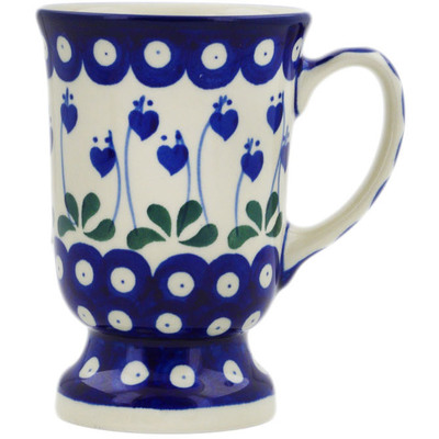 Polish Pottery Mug 8 oz Bleeding Heart Peacock