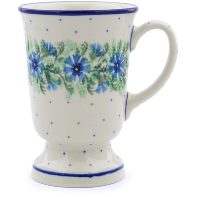 Polish Pottery Mug 8 oz Blue Bell Wreath