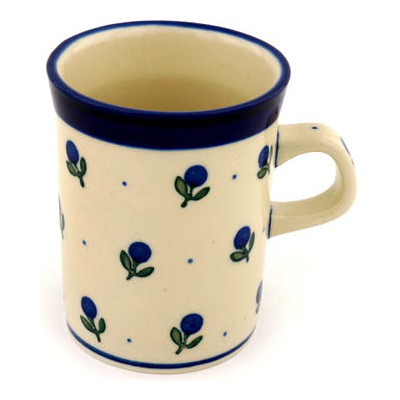 Polish Pottery Mug 8 oz Blue Buds