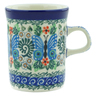 Polish Pottery Mug 8 oz Blue Butterfly Brigade UNIKAT