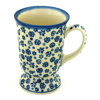 Polish Pottery Mug 8 oz Blue Confetti