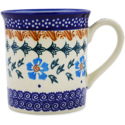 Polish Pottery Mug 8 oz Blue Cornflower
