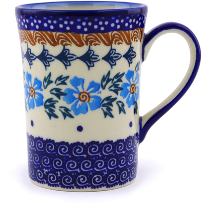 Polish Pottery Mug 8 oz Blue Cornflower