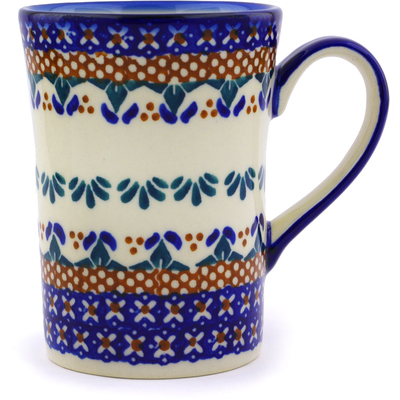 Polish Pottery Mug 8 oz Blue Cress