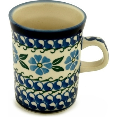 Polish Pottery Mug 8 oz Blue Flax Circle