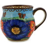 Polish Pottery Mug 8 oz Blue Garden UNIKAT