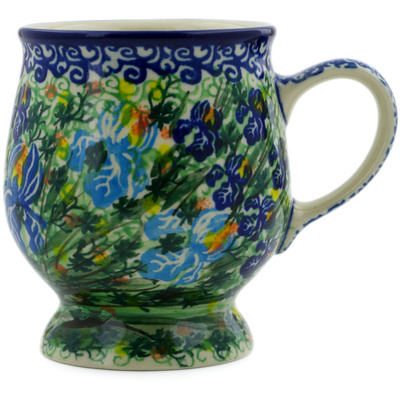 Polish Pottery Mug 8 oz Blue Iris Delight UNIKAT
