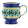 Polish Pottery Mug 8 oz Blue Poinsettias