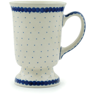 Polish Pottery Mug 8 oz Blue Polka Dot