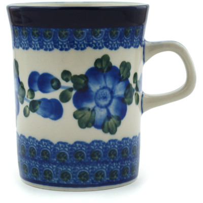 Polish Pottery Mug 8 oz Blue Poppies